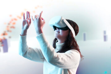 woman wearing augmented reality headset